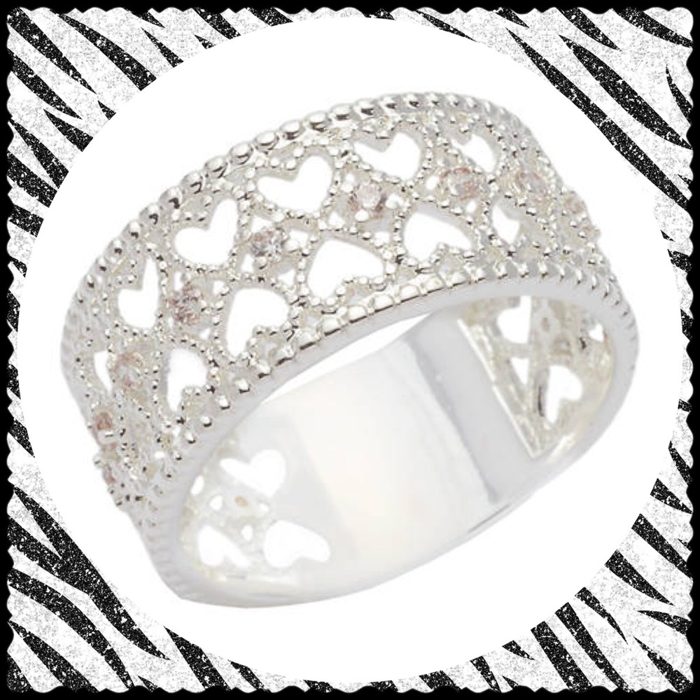 Belk Open Heart Cubic Zirconia Ring Size 7 nib